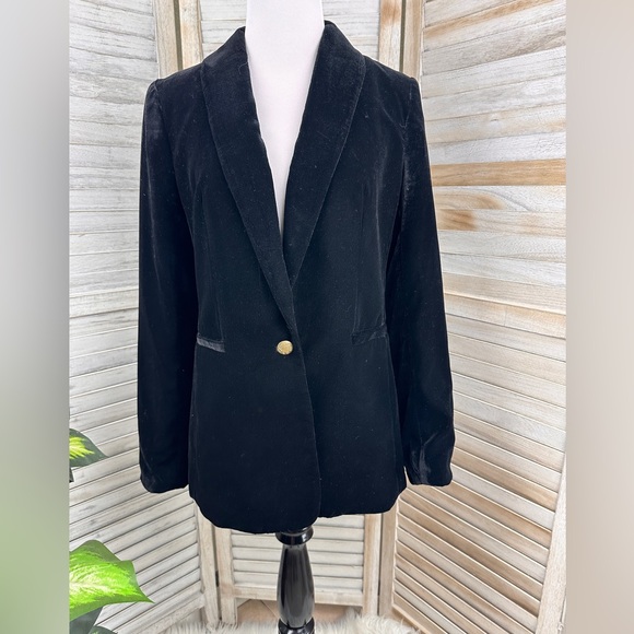 J Crew NWOT Vivenne Black Velvet Blazer Fitted Tailored Jacket Size 2 Classic - Picture 3 of 10